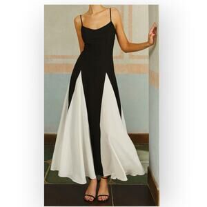 Commense Black White Colorblock Maxi Dress Spaghetti Strap Size S – Modern Chic
